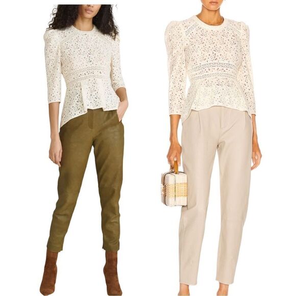 Veronica Beard Women’s Mayme Cotton Long Sleeve Lace Peplum Blouse Top NEW - Picture 4 of 10